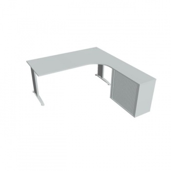 Pracovný stôl Flex, ergo, ľavý, 180x75,5x200,0 (80x40) cm, sivá/kov 