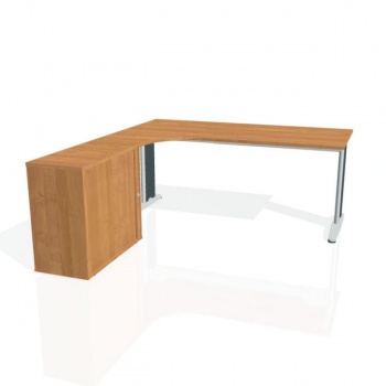 Pracovný stôl Flex, ergo, pravý, 180x75,5x200,0 (40x80) cm, jelša/kov 