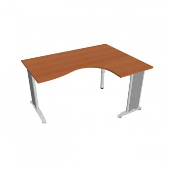Pracovný stôl Flex, ergo, ľavý, 160x75,5x120 (80x60) cm, čerešňa/kov 