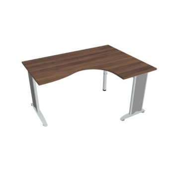 Pracovný stôl Flex, ergo, ľavý, 160x75,5x120 (80x60) cm, orech/kov 