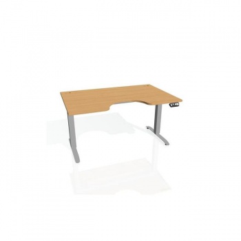 Pracovný stôl Motion Ergo, PO, 2S, 140x70,5-120,5x90 cm, buk/sivá 