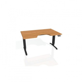 Pracovný stôl Motion Ergo, PO, 3S, 140x61-128x90 cm, jelša/čierna 