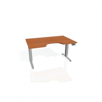 Pracovný stôl Motion Ergo, PO, 3S, 140x61-128x90 cm, čerešňa/sivá 