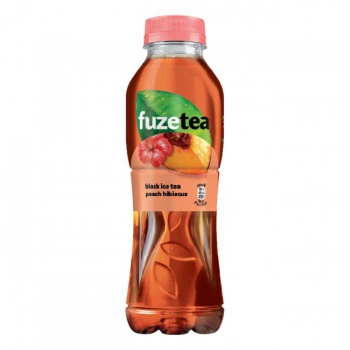 Čierny ľadový čaj FUZETEA Broskyňa a ibištek 12 x 0,5 ℓ 