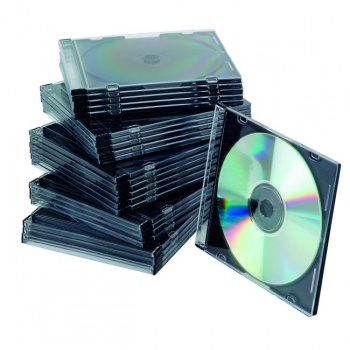 Obal Slim na CD/DVD Q-CONNECT z plastu čierny/priehľadný, 25ks 