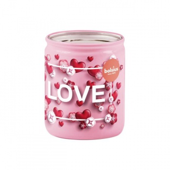 DARČEK: Bolsius Sklo 68x80mm Srdíčka Love, Vanilka vonná sviečka 