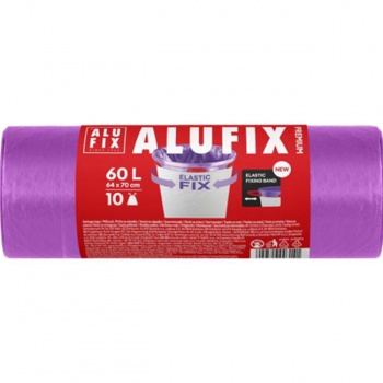 Vrecia na odpadky zaťahovacie Elastic FIX LDPE 64x70cm 60 ℓ/10ks 22mic fialové 