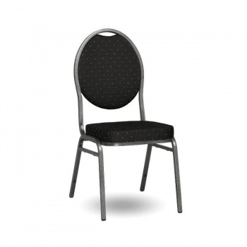 Banketová stolička Black Round, antracitový rám, látka čierna 