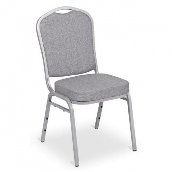 Banketová stolička Silver Smooth, strieborný rám, látka sivá 
