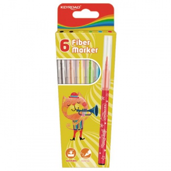 Sada popisovačov KEYROAD Fiber Marker, 6 ks, mix farieb 