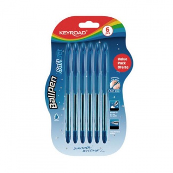 Guľôčkové pero KEYROAD Soft Jet 0,7mm, 6 ks blister, modré 