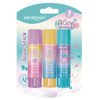 Lepiaca tyčinka KEYROAD Pastel 3 ks, blister, mix farieb 