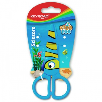 Školské nožnice KEYROAD, blister, motív ryba, modré 