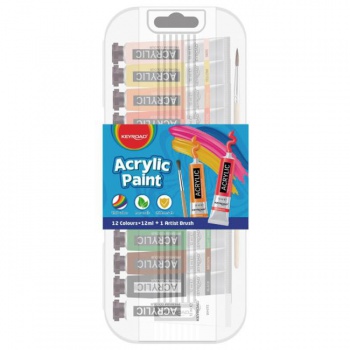 Akrylové farby KEYROAD, 12 x 12 ml, mix farieb 