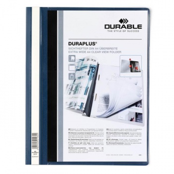 Rýchloviazač DURABLE Duraplus tmavomodrý Zakladač s priehľadným predným krytom