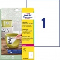 Etikety polyesterové veľmi odolné 210x297mm Avery A4 biele odnímateľné 20 hárkov 
