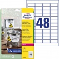 Etikety polyesterové veľmi odolné 45,7x21,2mm Avery A4 biele 20 hárkov 