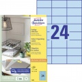 Etikety farebné 70x37mm Avery A4 100 hárkov modré 