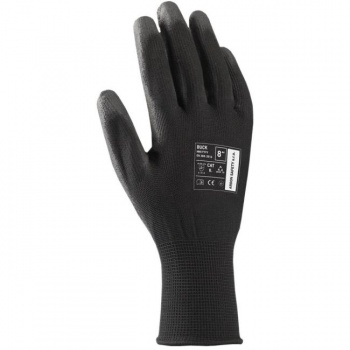 Rukavice polyester, polomáčané BUCK čierne veľ. 8/M 