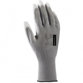 Rukavice polyester, polomáčané BUCK, sivé veľ. 9/L 