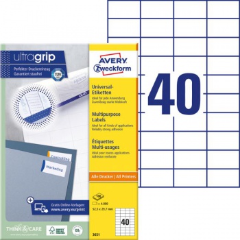 Etikety univerzálne 52,5x29,7mm Avery A4 100 hárkov 