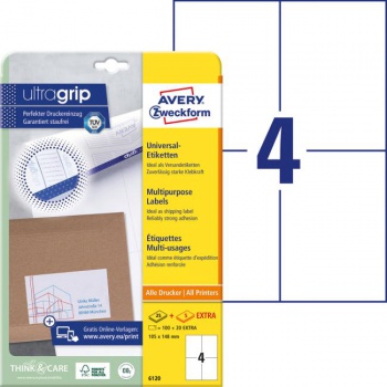 Etikety univerzálne 105x148mm Avery A4 25+5 hárkov 