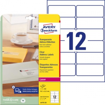 Adresné etikety 99,1 x 42,3 mm, 300 ks, transparentné 