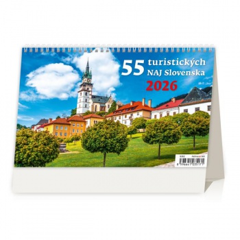 Stolový kalendár riadkový 22,6x13,9 cm - 55 turistických NAJ Slovenska 2026 