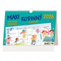 Stolový kalendár riadkový 24x16 cm - MAXI RODINNÝ plánovací 2026 