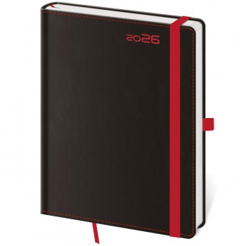 Diár BLACK RED denný A5 14,3x20,5cm 2026 