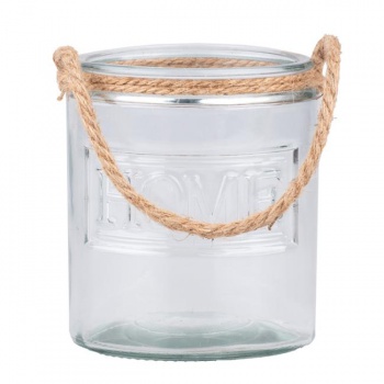 DARČEK: Lampa sklo so závesom lano, číra, 150x170mm 