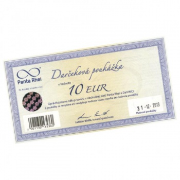 DARČEK: Darčeková poukážka Panta Rhei 10 EUR 