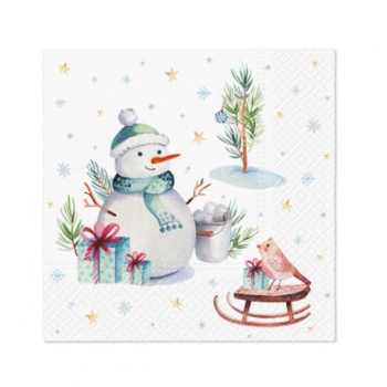 Vianočné servítky Lovely Snowman 33x33 cm, 20 ks 