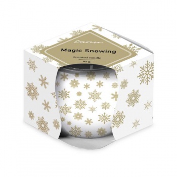 Emocio Sklo Dekor 70x62 mm Magic Snowing bielo-zlatá, vonná sviečka 