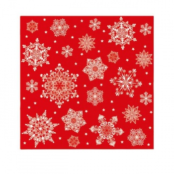 Vianočné servítky Snowflakes red 40x40 cm, 12ks 