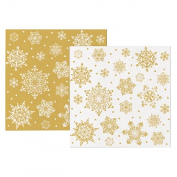 Vianočné servítky Snowflakes gold-white 40x40 cm, 12ks 
