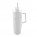 Termo hrnček dvojstenný biely personalizovaný so slamkou 900ml 