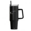 Termo hrnček dvojstenný čierny personalizovaný so slamkou 900ml 