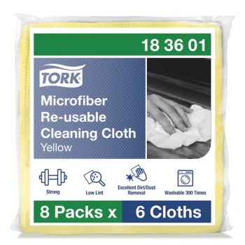 Čistiaca utierka TORK z mikrovlákna na opakované použitie 30,5x30,5 cm, žltá, 6 ks 