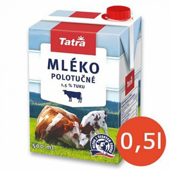 Trvanlivé mlieko polotučné TATRA 1,5%, 0,5 ℓ 
