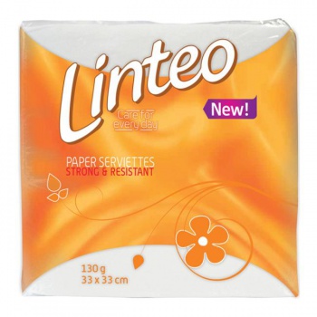 Servítky 1-vrstvové Linteo Classic 33x33cm, 130gr, biele 