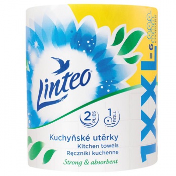 Kuchynské utierky 2-vrstvové Linteo XX, 100% celulóza, biele 60 m 