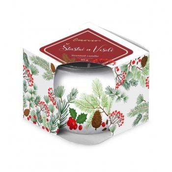 DARČEK: Emocio Sklo Dekor 70x62 mm Šťastné a veselé, vonná sviečka 