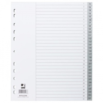 Plastový rozraďovač Q-CONNECT 31-dielny maxi sivý 