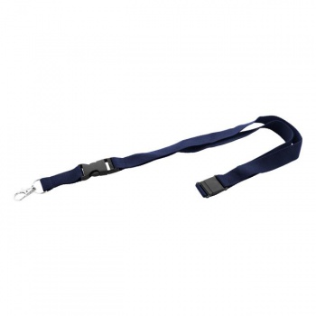 Šnúrka na krk s odnímateľnou karabínou a skobou 20x560mm tmavá modrá 