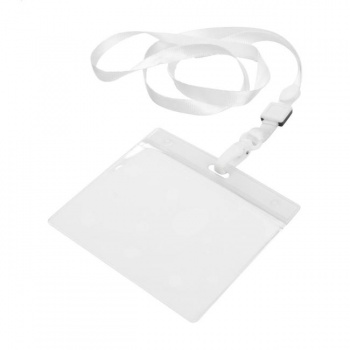 Šnúrka na krk 48,5 x 11,2 x 0,5 cm s PVC držiakom biela 