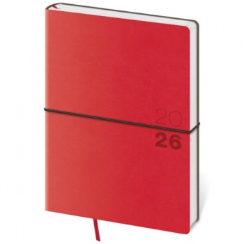 Diár týždenný A5 Flexio červený s gumičkou 2026 
