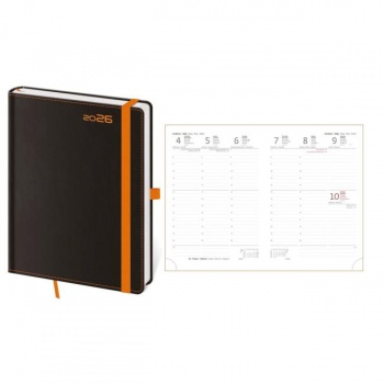 Diár týždenný A5 BORA 16,5 x 12 cm čierno oranžový 