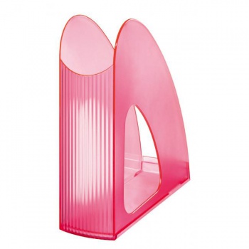 Stojan na časopisy Twin priehľadný signálny ružový 