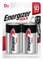 Alkalické batérie Energizer Max 1,5 V, typ D, 2 ks